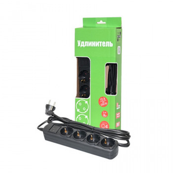 Сетевой удлинитель POWER CUBE PC-1B-3M 3м (ПВС 2х0.75), 4 гнезда, 2200Вт, 10А черный BL1 Тип: Sp+4Ss/AC-10А-3.0Цена: за 1 шт.