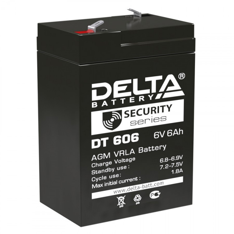 Energon Delta DT 606 Аккумуляторная батарея DELTA DT 606 (6В / 6Ач, Тип: AGM, Клемма: F1, ДхШхВ: 70х48х101мм (Полная высота: 107мм), срок службы: 5 лет, Гарантия: 1г, вес: 0,81кг)