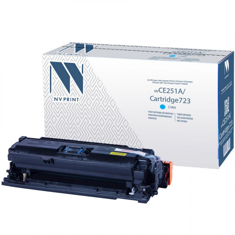 NV Print NVP-CE251A/723C Картридж совместимый NV-CE251A / NV-723 Cyan универсальные для HP / Canon Color LaserJet CP3525 /  CP3525n /  CP3525dn /  CP3525x /  LBP 7750 i-Sensys 7750cd /  7750Cdn (7000k)