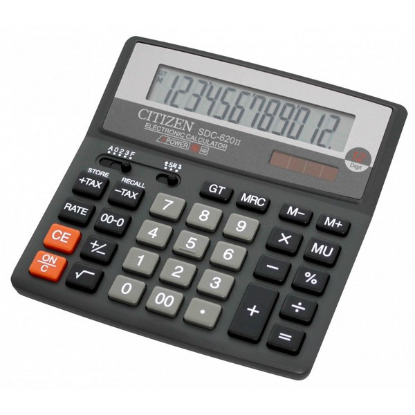 Калькулятор настольный Citizen SDC-620II (OEM) 12-разрядный, черный (Citizen SDC-620II)