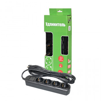 Сетевой удлинитель POWER CUBE PC-1B-5M 5м (ПВС 2х0.75), 4 гнезда, 2200Вт, 10А черный BL1 Тип: Sp+4Ss/AC-10А-5.0Цена: за 1 шт.