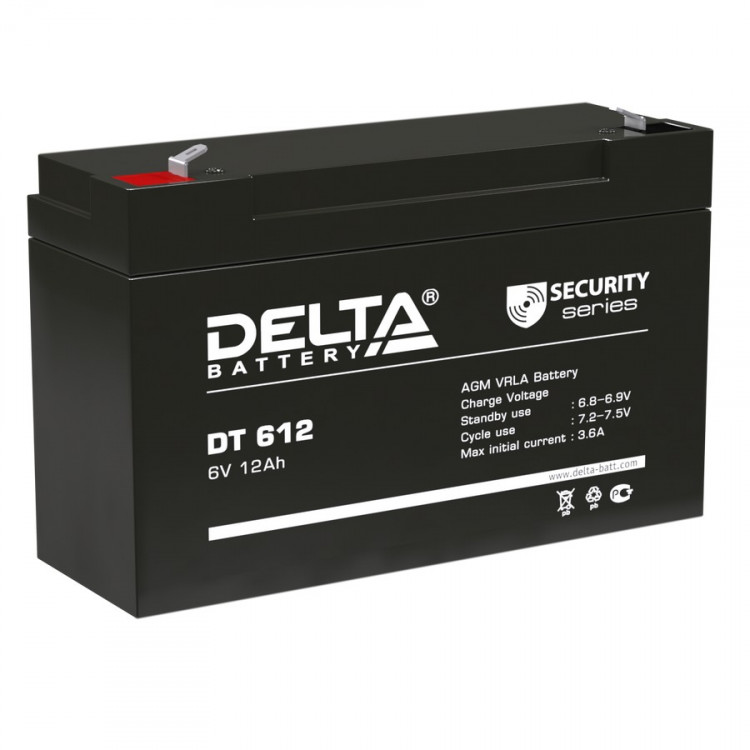 Energon Delta DT 612 Аккумуляторная батарея DELTA DT 612 (6В / 12Ач, Тип: AGM, Клемма: F2, ДхШхВ: 151х50х94мм (Полная высота: 100мм), срок службы: 5 лет, Гарантия: 1г, вес: 1,6кг)