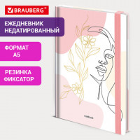 Ежедневник недатированный с резинкой А5 145х203 мм, BRAUBERG, твердый, фольга, 128 л., "Figure", 116297