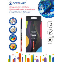 Набор цветных карандашей ACMELIAE Blackwood Artmate 12цв. в картонном футляре, супермягкие, утолщенный грифель 4мм (ACMELIAE 43068)