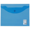Папка конверт с кнопкой BRAUBERG А5 (240х190 мм), 0,18 мм, прозрачная, синяя, 1шт. (BRAUBERG 224027)