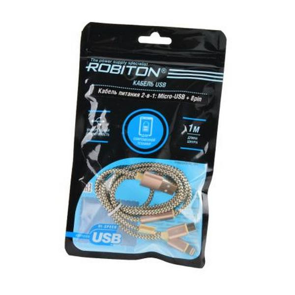 Кабель USB ROBITON P10 Multicord USB A - MicroUSB/8pin, 1м золото PH1