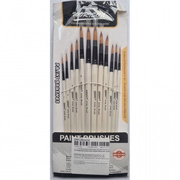 Кисть Worison Синтетика, набор 12 шт., круглые №1, 2, 3, 4, 5, 6, 7, 8, 9, 10, 11, 12 (Worison 00004189) Кисть Worison Синтетика, набор 12 шт., круглые №1, 2, 3, 4, 5, 6, 7, 8, 9, 10, 11, 12