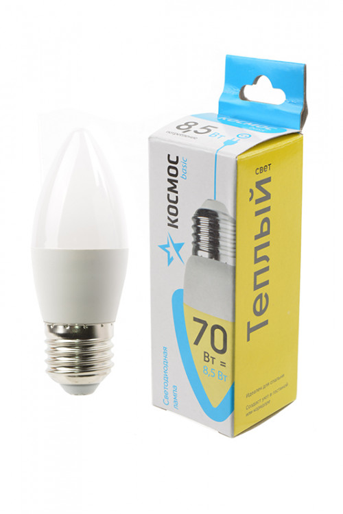 Лампа светодиодная КОСМОС BASIC LED8.5wCNE2730 8.5Вт E27 3000K BL1
