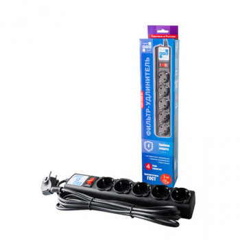 Сетевой фильтр POWER CUBE SPG5-С3 5 розеток (3м) (ПВС 3х0,75) черный BL1 Тип: Sp+5Ss/AFS-10А-3Цена: за 1 шт.