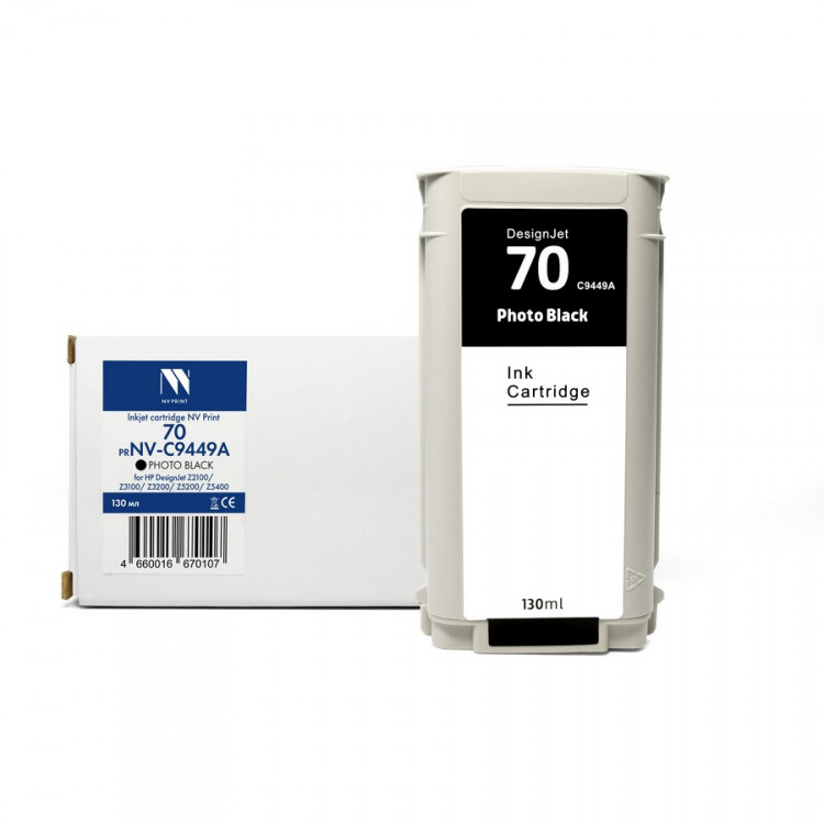 NV Print NVP-C9449A Струйный картридж 70 (NV-C9449A) Photo Black для HP DesignJet Z2100 / Z3100 / Z3200 / Z5200 / Z5400 (130 мл) совместимый