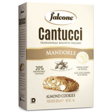 Печенье сахарное FALCONE "Cantucci" с миндалем, 200 г, картонная упаковка, MC-00013536