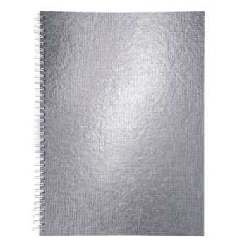 Тетрадь бумвинил А4 96 л., гребень, офсет №1, клетка, &quot;СЕРЕБРО Metallic&quot;, HATBER, 077198, 96Т4бвВ1гр 