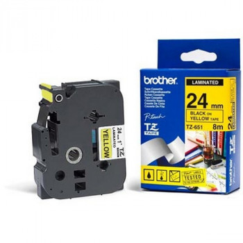 Brother TZE651 Плёнка для наклеек Brother TZE-651 чёрный шрифт на жёлтой основе, 24мм*8м 