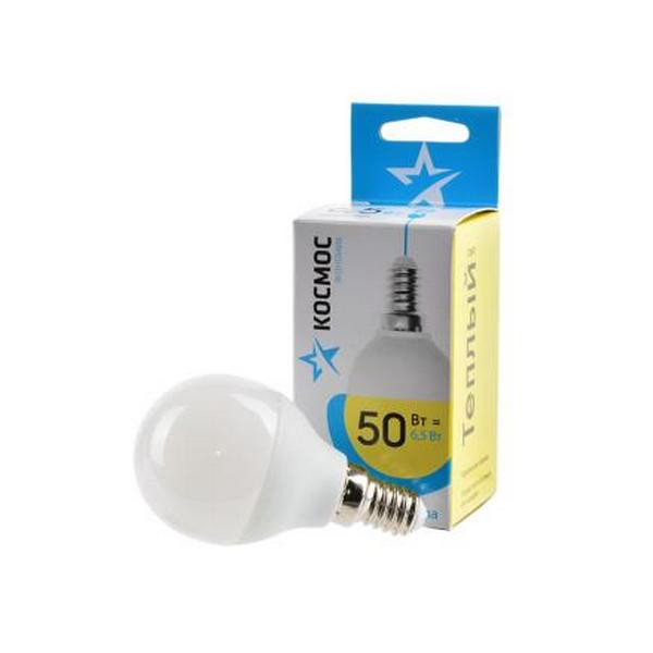 Лампа светодиодная КОСМОС ЭКОНОМИК/BASIC LED6.5wGL45E1430 6.5Вт E14 3000K BL1