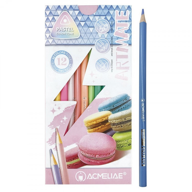 Набор цветных карандашей ACMELIAE Pastel Artmate, пастельные, 12 цветов, в картонном футляре  (ACMELIAE 43742)