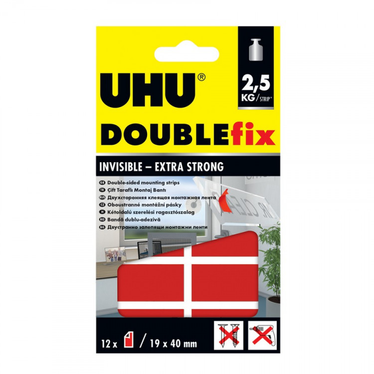 Клеящие подушечки UHU DoubleFix для временного крепления, многоразовые, прозрачные для стекла, 19х40 мм, 56 шт. (UHU 45515)