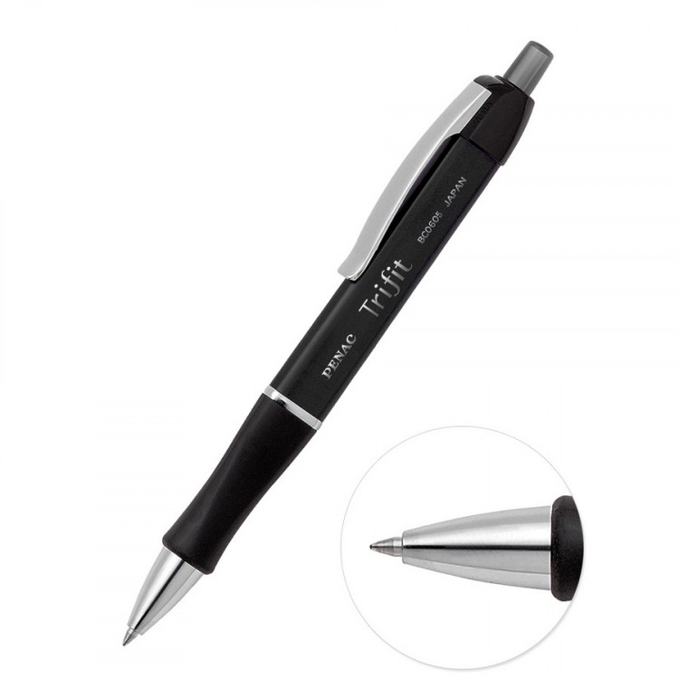 Ручка шариковая автоматическая Penac Trifit Jewel M/1,0мм, корпус черный, синяя (PENAC BC0605-06M)