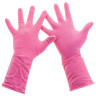 Перчатки хозяйственные латексные, хлопчатобумажное напыление, разм L (средний), розовые, PACLAN 