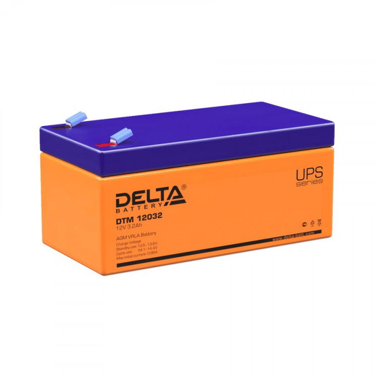 Energon Delta DTM 12032 Аккумуляторная батарея DELTA DTM 12032 (12В / 3,2Ач, Тип: AGM, Клемма: F1, ДхШхВ: 134х67х61мм (Полная высота: 67мм), срок службы: 6 лет, Гарантия: 1г, вес: 1,35кг)