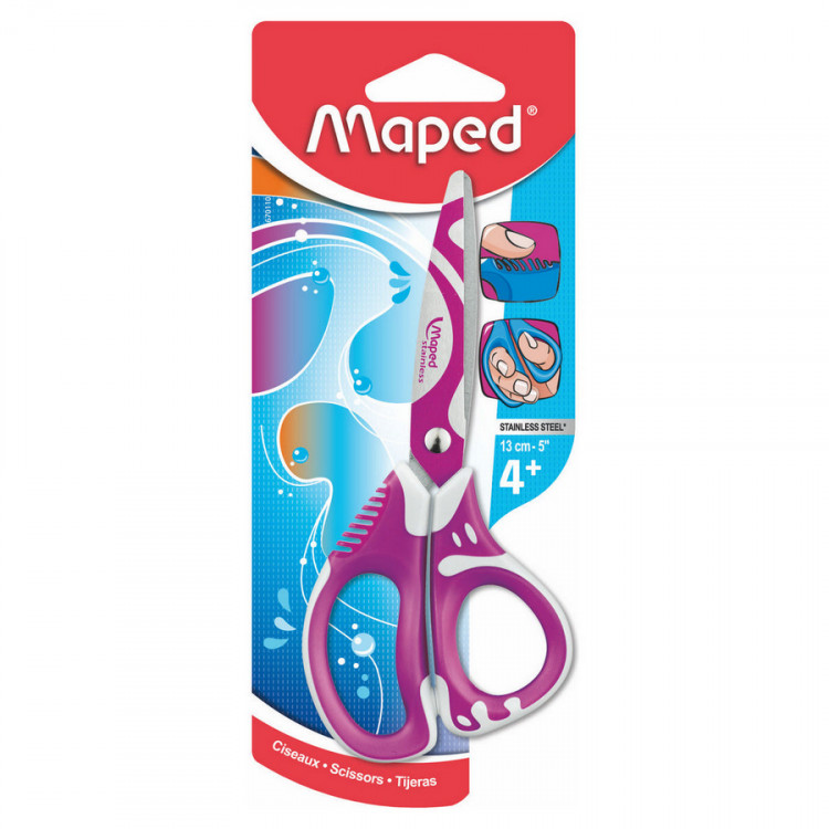 Ножницы Maped Zenoa Fit, 13 см, школьные, ассиметричные, прорезиненные кольца, ассорти (Maped 670110)