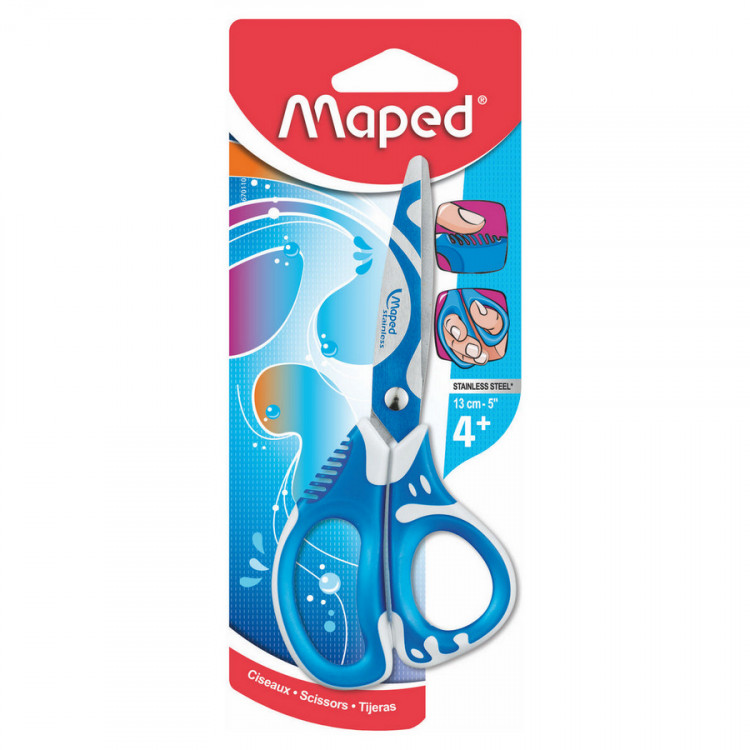 Ножницы Maped Zenoa Fit, 13 см, школьные, ассиметричные, прорезиненные кольца, ассорти (Maped 670110)