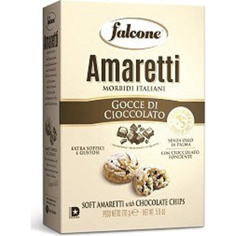 Печенье сахарное FALCONE Amaretti мягкие с шоколадом, 170 г, картонная упаковка, MC-00013543