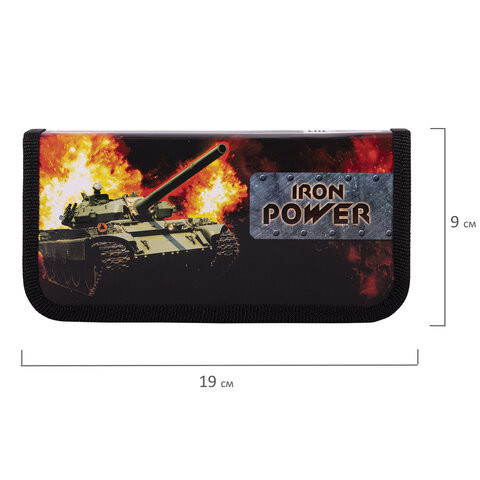 Пенал ПИФАГОР, 1 отделение, ламинированный картон, 19х9 см, "Iron Power", 229193