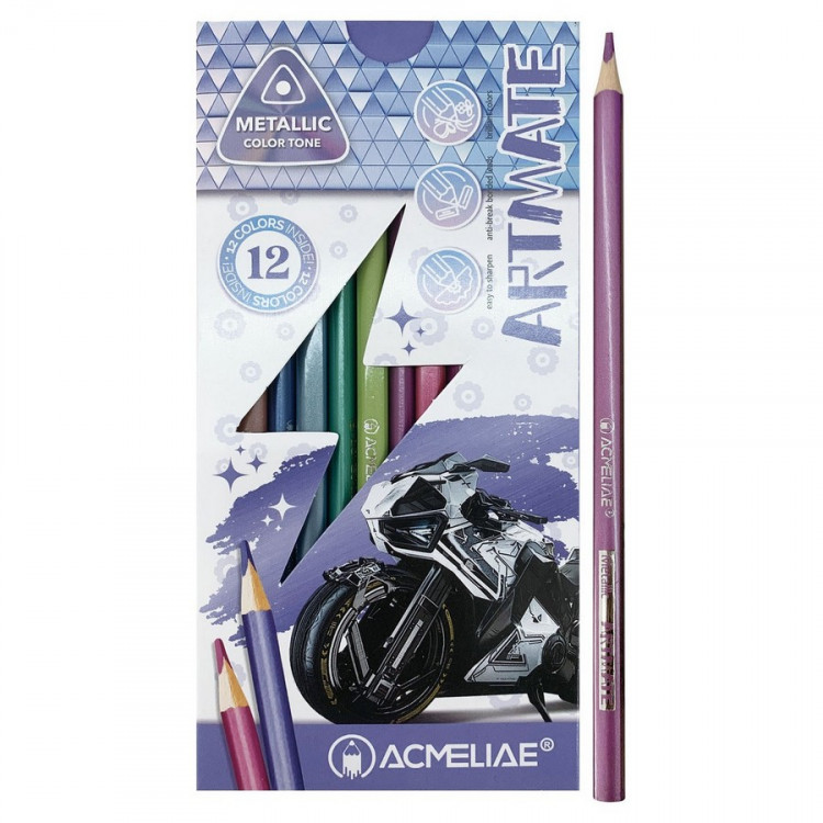Набор цветных карандашей металлик ACMELIAE Metallic Artmate 12цв. в картонном футляре  (ACMELIAE 43721)