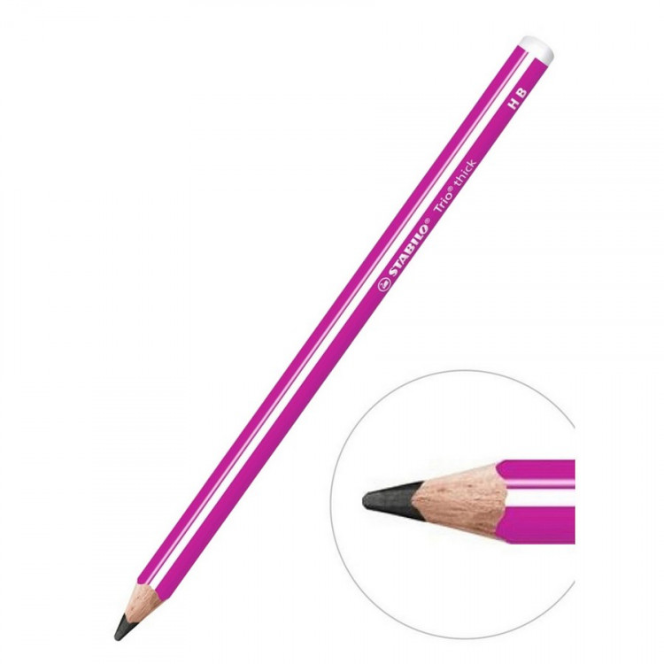 Карандаш чернографитный STABILO Trio 399 HB, трехгранный, утолщенный, корпус розовый (STABILO 399/01-HB)