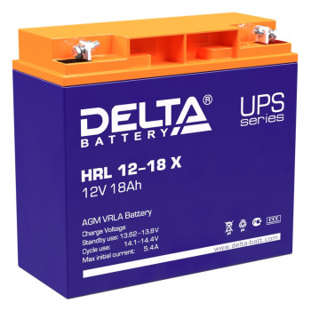 Energon Delta HRL 12-18 X Аккумуляторная батарея DELTA HRL 12-18 X (12В / 18Ач, Тип: AGM, Клемма: Болт + гайка Ø 5,5 мм, ДхШхВ: 181х77х167мм (Полная высота: 167мм), срок службы: 12 лет, Гарантия: 1г, вес: 6,2кг) 