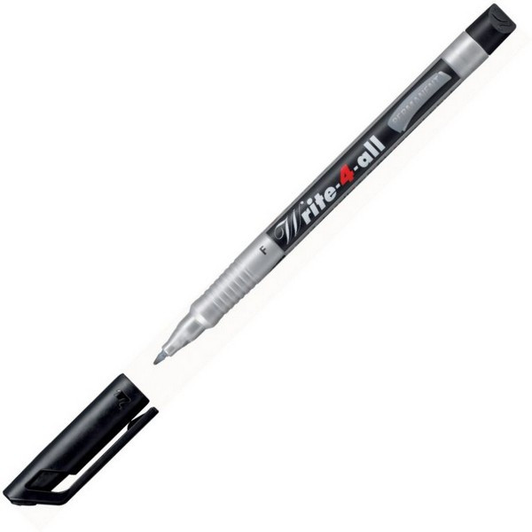 Маркерная ручка нестираемая Stabilo Write-4-All, 0,7 мм. F, черная, перманентная (STABILO 156/46)
