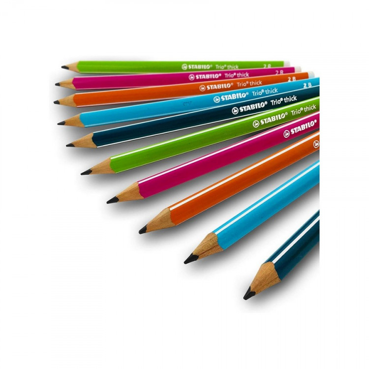 Карандаш чернографитный STABILO Trio 399 HB, трехгранный, утолщенный, корпус голубой (STABILO 399/02-HB)