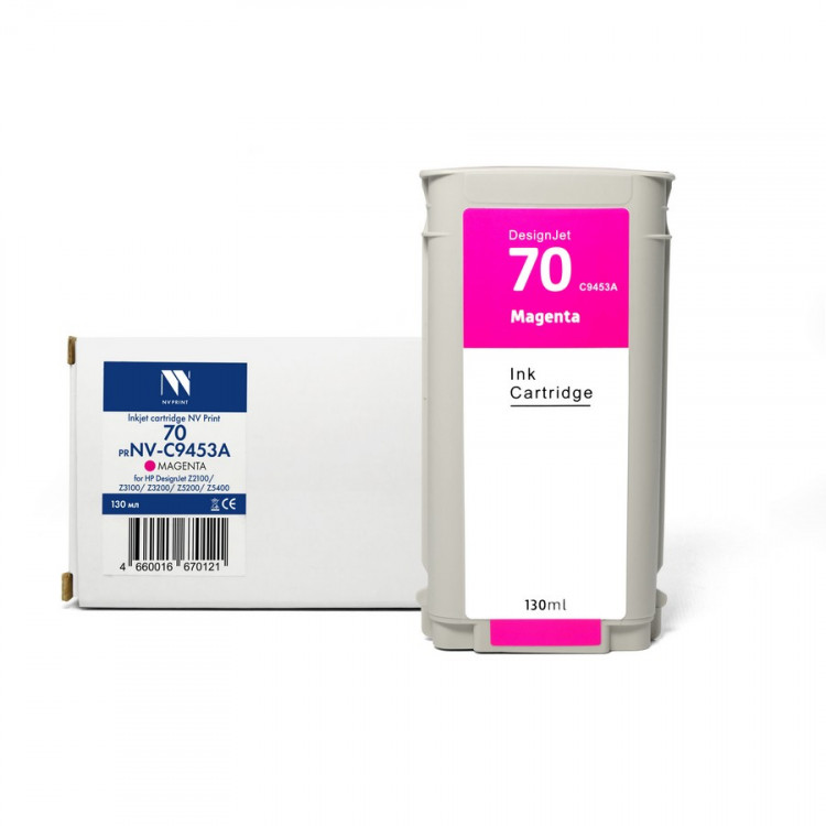 NV Print NVP-C9453A Струйный картридж 70 (NV-C9453A) Magenta для HP DesignJet Z2100 / Z3100 / Z3200 / Z5200 / Z5400 (130 мл) совместимый