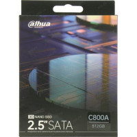 Dahua DHI-SSD-C800AS512G Накопитель SSD Dahua 512GB 2.5 inch SATA SSD, Consumer level, 3D NAND Read speed up to 550 MB / s, Write speed up to 490 MB / s Operating Temperature 0~70°C, Storage Temperature -40~85°C TBW 256TB 5-year limited warranty