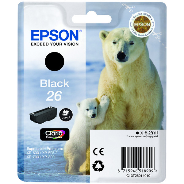 Epson C13T26014010 Картридж черный Epson 26 для XP-600/700/800