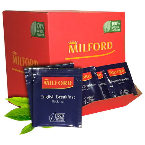 Чай MILFORD "English Breakfast" черный, 200 пакетиков в конвертах по 1,75 г, 6990 РК