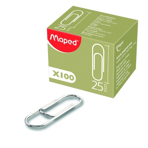 Скрепки канцелярские Maped 25 мм 100шт. с отгибом  (Maped 039610)