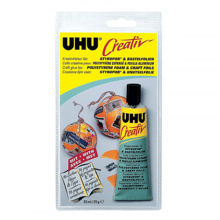 Клей для пенополистирола и фольги UHU Creativ Styropor & Bastelfolien, 33 мл., блистер (UHU 47185)