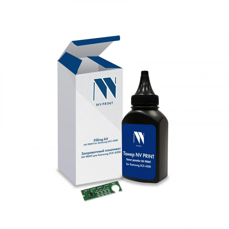 NV Print NVP-ZKSCX-4200 Заправочный комплект для Samsung SCX-4200, 80гр, 3000 стр (тонер + чип) совместимый