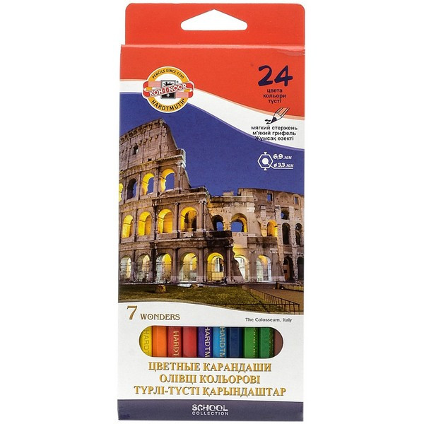 Набор цветных карандашей Koh-I-Noor 7 Чудес света, 24 цвета (Koh-I-Noor 3654)