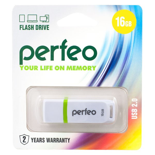 Носитель информации PERFEO PF-C11W016 USB 16GB белый BL1