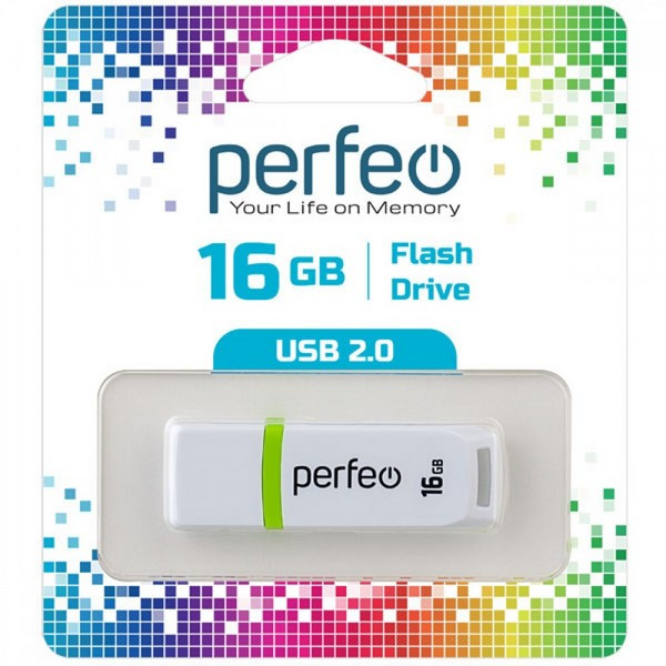Носитель информации PERFEO PF-C11W016 USB 16GB белый BL1