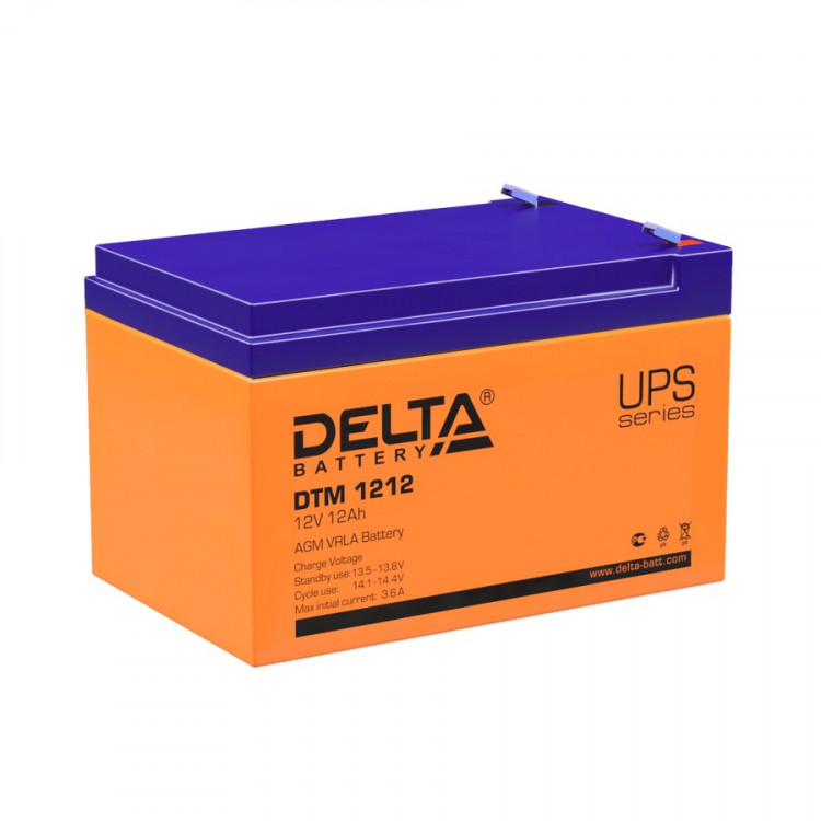 Energon Delta DTM 1212 Аккумуляторная батарея DELTA DTM 1212 (12В / 12Ач, Тип: AGM, Клемма: F2, ДхШхВ: 151х98х95мм (Полная высота: 101мм), срок службы: 6 лет, Гарантия: 1г, вес: 3,8кг)