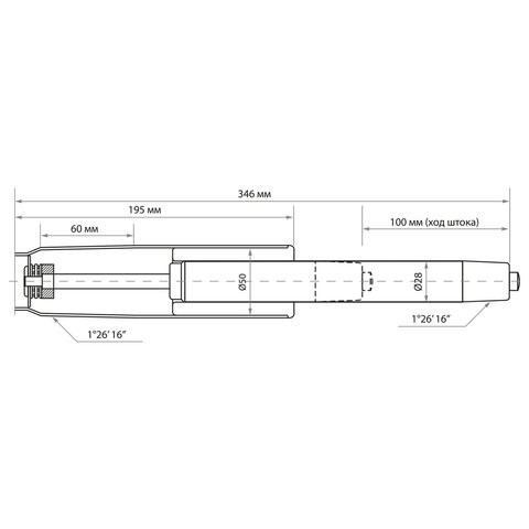 Газлифт BRABIX A-100 короткий, черный, длина в открытом виде 346 мм, d50 мм, класс 2, 532001
