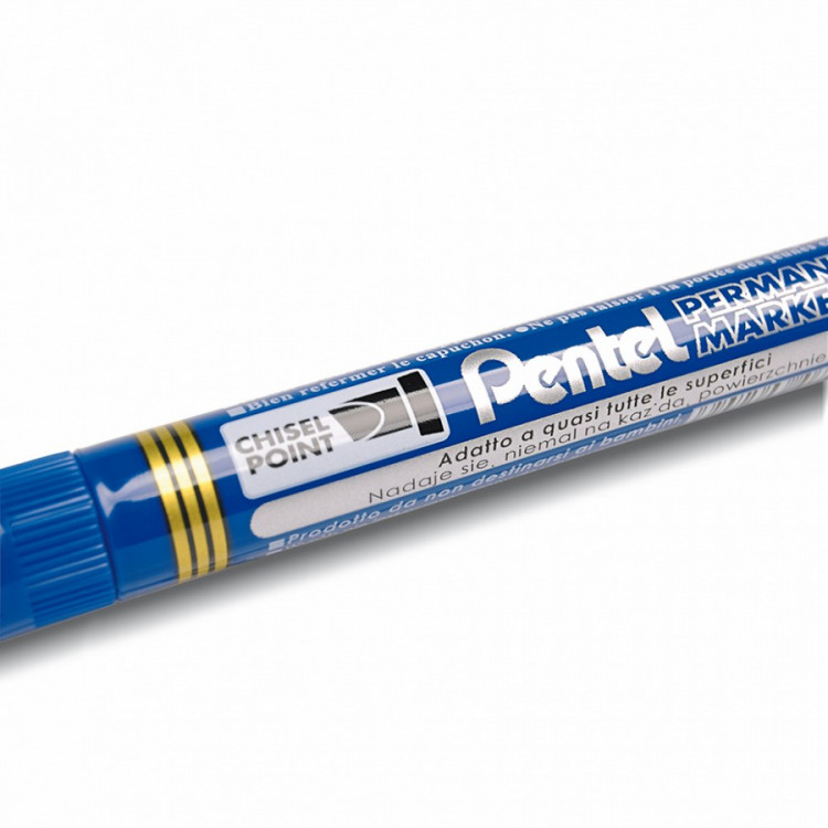 Маркер нестираемый Pentel N860, перманентный, клиновидный наконечник, 1,8-4,5 мм, синий (Pentel N860-CE)