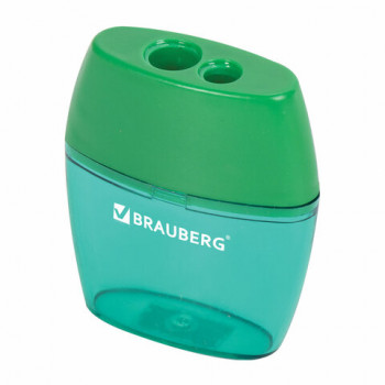 Точилка для карандашей BRAUBERG Diamond Dual с контейнером, пластиковая, овальная, 2 отверстия, цвет ассорти, 1 шт. (BRAUBERG 226941) Эргономичный корпус овальной формы выполнен из пластика ярких цветов ассорти. Точилка оснащена двумя отверстиями для заточки карандашей разного диаметра.