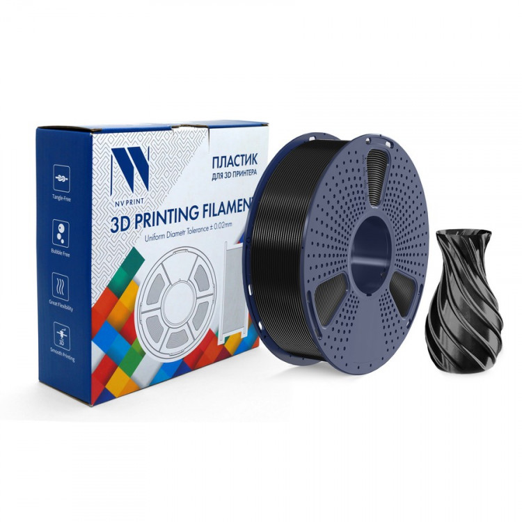 NV Print NVP-3D-TPU-SILK-BLACK Филамент TPU Silk Black для 3D печати диаметр 1.75мм  длина 330 метров  масса 1 кг