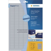 HERMA 4118 Этикетки самоклеющиеся Полиэстровые А4, 25.4 x 10.0, цвет: Серебристый, клей: перманентный, для печати на: лазерных аппаратах, в пачке: 25 листов/4725 этикеток
