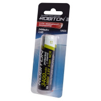 Аккумулятор ROBITON 3.4/Li18650 (NCR18650B) с защитой с высоким контактом BL1