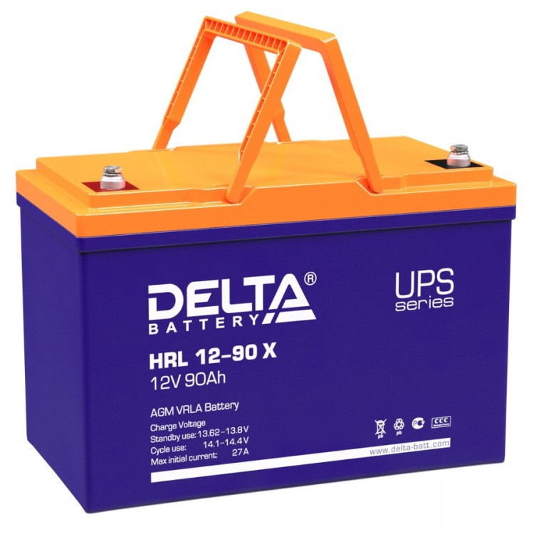 Energon Delta HRL 12-90 X Аккумуляторная батарея DELTA HRL 12-90 X (12В / 90Ач, Тип: AGM, Клемма: Болт М6, ДхШхВ: 306х169х210мм (Полная высота: 215мм), срок службы: 12 лет, Гарантия: 2г, вес: 27,8кг)